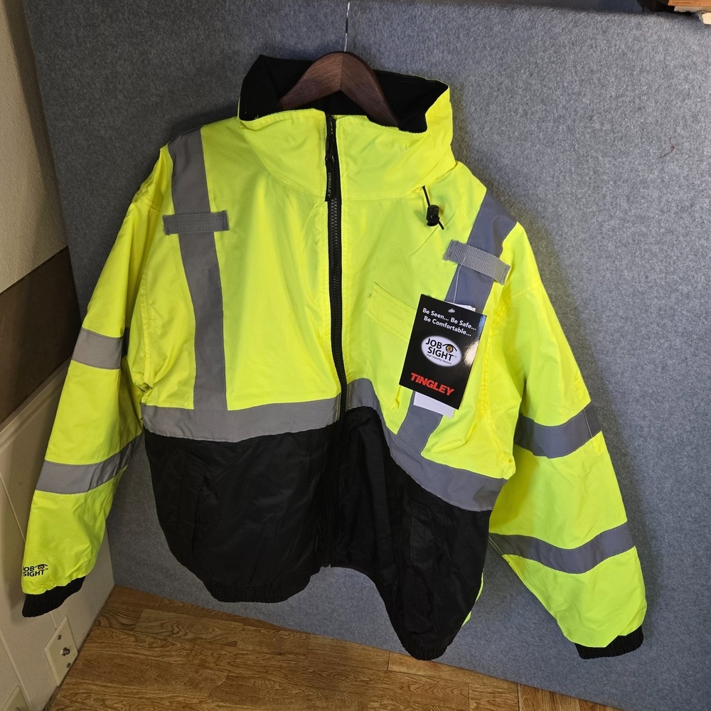 Tingley Jacket, Polyester, Class 3 R, Green; Yellow, 3XL J26172-3X Tingley